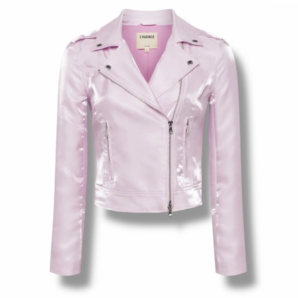 L'Agence Biker Jacket In Lilac Snow - Large